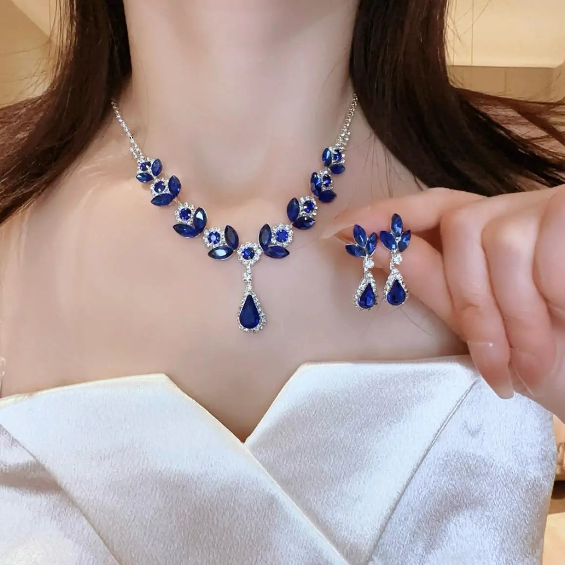 💎collar Royal Elegance - conjunto de piedras azues brillantes 💎